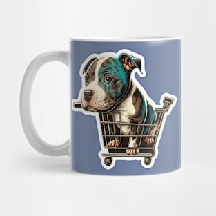 Cute Pitbull In A Shopping Cart Mug